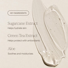 RAW SUGAR green tea aloe and sugarcane ingredients illustrating soothing botanical benefits
