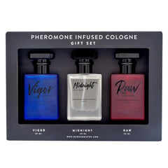 RawChemistry front packaging showing the three cologne bottles with clear labeling and gift-ready appeal