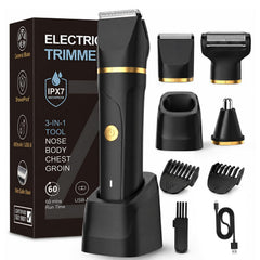 RAXMETRY front view glossy black trimmer showing ergonomic grip and controls, professional finish benefit
