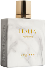 Rayhaan Italia front bottle view showing elegant packaging and instant shelf appeal