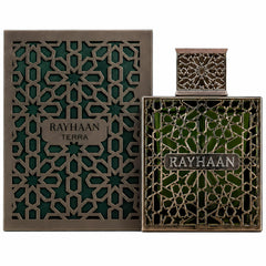 RAYHAAN bottle angled to highlight modern lines and depth