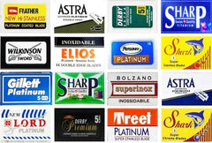 Razor Blades Club sampler front view showing variety, helps find preferred blade