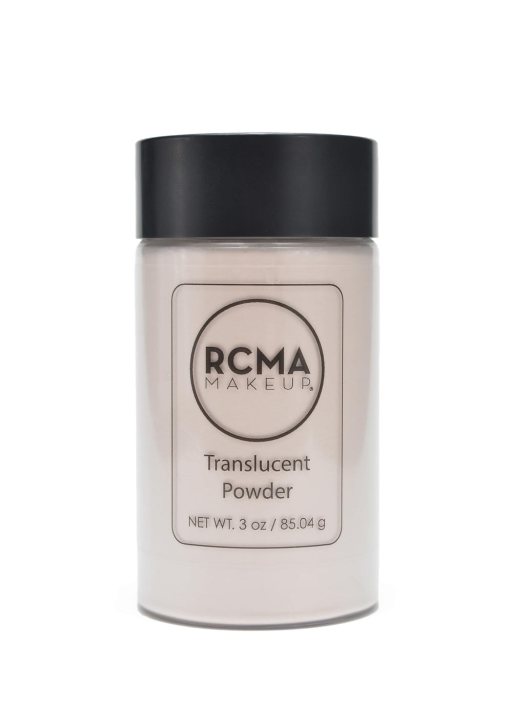 RCMA Makeup front jar view showing clean label and compact design benefit: identifiable packaging
