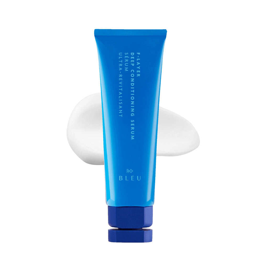 R+Co BLEU F‑Layer front bottle showing sleek packaging and quick recognition