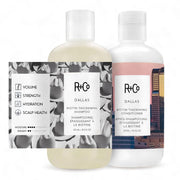 R+Co Dallas front packaging showing both 8.5 oz bottles and benefits