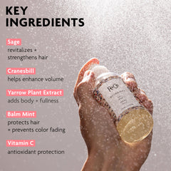 R+Co Rockaway spritz action on hair showing instant tousle and beachy wave result