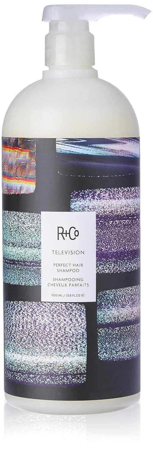 R+Co TELEVISION front packaging showing large 33.8 oz bottle and clear branding for value