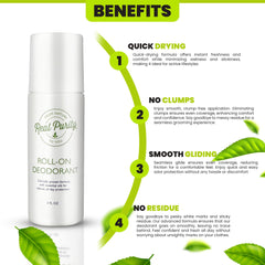 Real Purity roll-on being applied underarm demonstrating non-irritating protection benefit