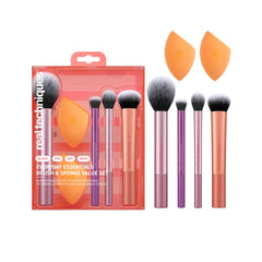 Real Techniques front packaging showing full 6-piece kit and benefits