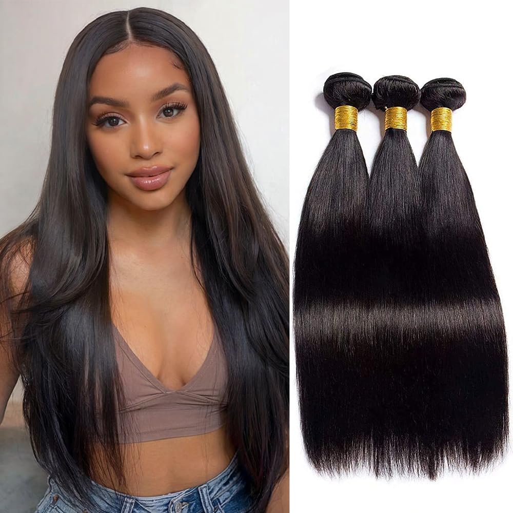 Rebasar front view straight bundles showing natural black and smooth finish benefits