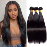 Rebasar front view straight bundles showing natural black and smooth finish benefits