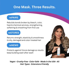 reBOND being applied to damp hair reducing frizz and improving manageability