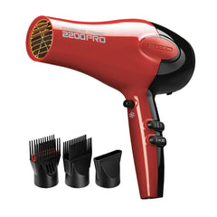RED by Kiss front view of the 2200W PRO hair dryer showing sleek finish and power