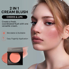 RED CHAMBER applied to cheeks to show natural, dewy flush benefit