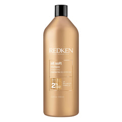 Redken All Soft shampoo front bottle showing brand and hydrating benefits