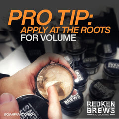 Redken Brews before and after styling showing added texture and lift