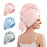 REDKISS front view of three-color pack showing included pink blue gray towels and convenience
