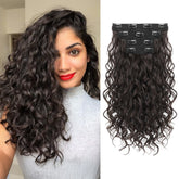 REECHO front packaging showing 4PCS 16-inch dark brown curls and benefits