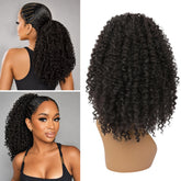 REECHO front view of curly ponytail showing full volume benefit