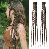 REECHO front view of clip-in braids showing boho beads and charms, adds instant flair