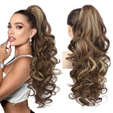 REECHO front view chestnut ponytail showing natural volume and instant length