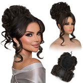 REECHO front view messy bun with bangs showing elegant finished style