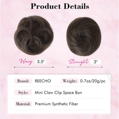 REECHO mini claw clip securing messy bun for quick styling benefit
