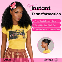 REECHO side profile worn as high ponytail adding visible volume