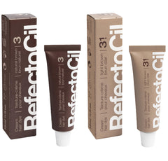 RefectoCil front packaging showing both Natural Brown and Light Brown, clear shade identification benefit