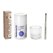 RefectoCil front packaging showing kit components and natural light-brown shade benefit
