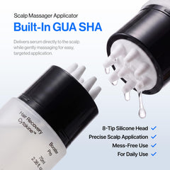 Refilled applying serum to scalp demonstrating targeted application and improved absorption