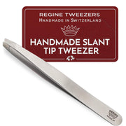 Regine Switzerland front view tweezers showing slim ergonomic shape and precise control