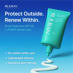 REJURAN creamy sunscreen texture close-up demonstrating sheer finish