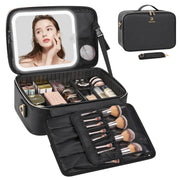 Relavel front exterior case in black showing durable PU leather and zipper benefit protection