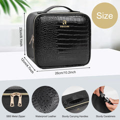 Relavel open train case with LED mirror lit for accurate on-the-go makeup application