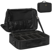 Relavel train case front view showing secure zippers and durable fabric for protection