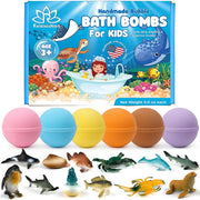 Relaxcation front packaging showing 36 colorful sea animal bath bombs and gift-ready wrap