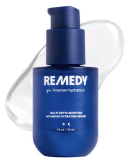Remedy Science front packaging showing clean serum bottle and branding benefit visible hydration