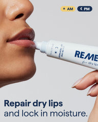Remedy Science application before and after smoothing dry lips visibly