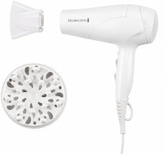 Remington hair dryer front view showing sleek design and fast drying benefit