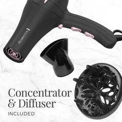 Remington diffuser attached showing enhanced curl definition benefit