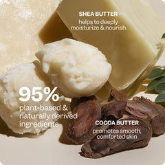 RENPURE cocoa and shea butter ingredients displayed highlighting nourishing properties