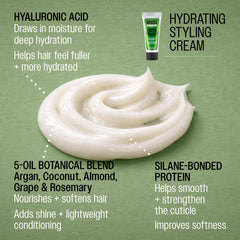 REUZEL cream on palm demonstrating quick absorption and hydrated hair benefit