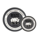 REUZEL jar front view showing compact travel-friendly packaging and strong hold