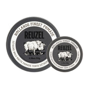 REUZEL jar front view showing compact travel-friendly packaging and strong hold
