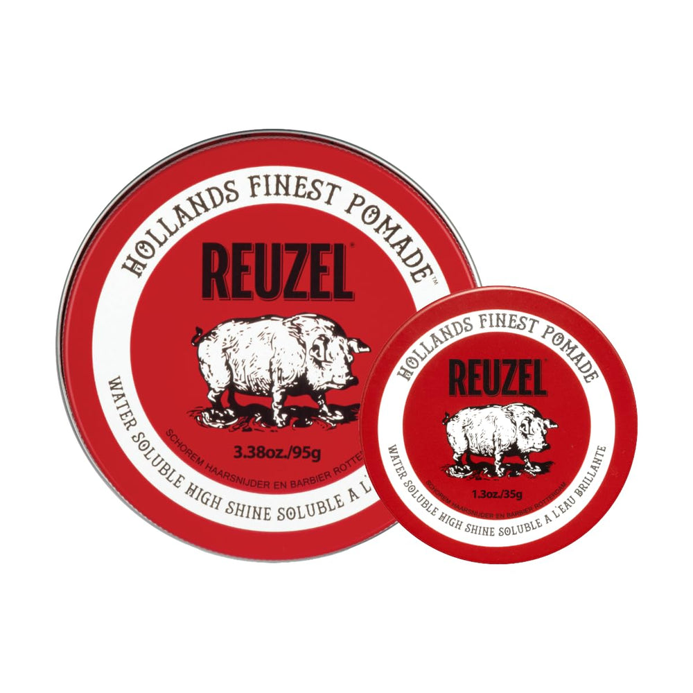 REUZEL Red pomade front packaging showing product and benefit: durable hold