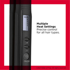 REVLON digital display detail showing precise temperature control for customized styling