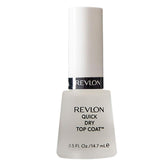 Revlon top coat front packaging showing clear bottle and label, glossy protection