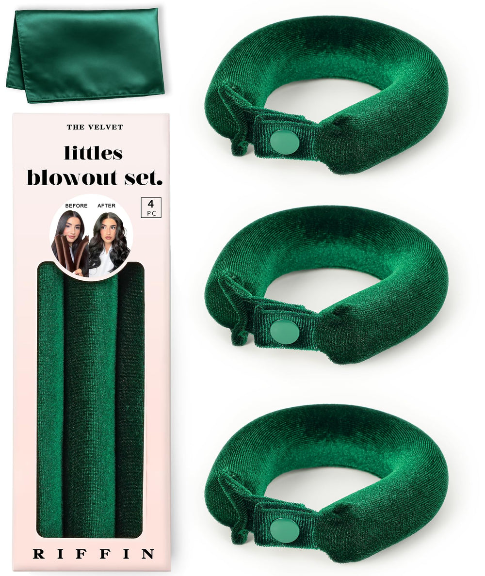 RIFFIN front packaging showing Littles velvet overnight rods for easy heatless curls