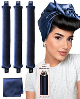 RIFFIN front packaging showing compact velvet curlers and benefits